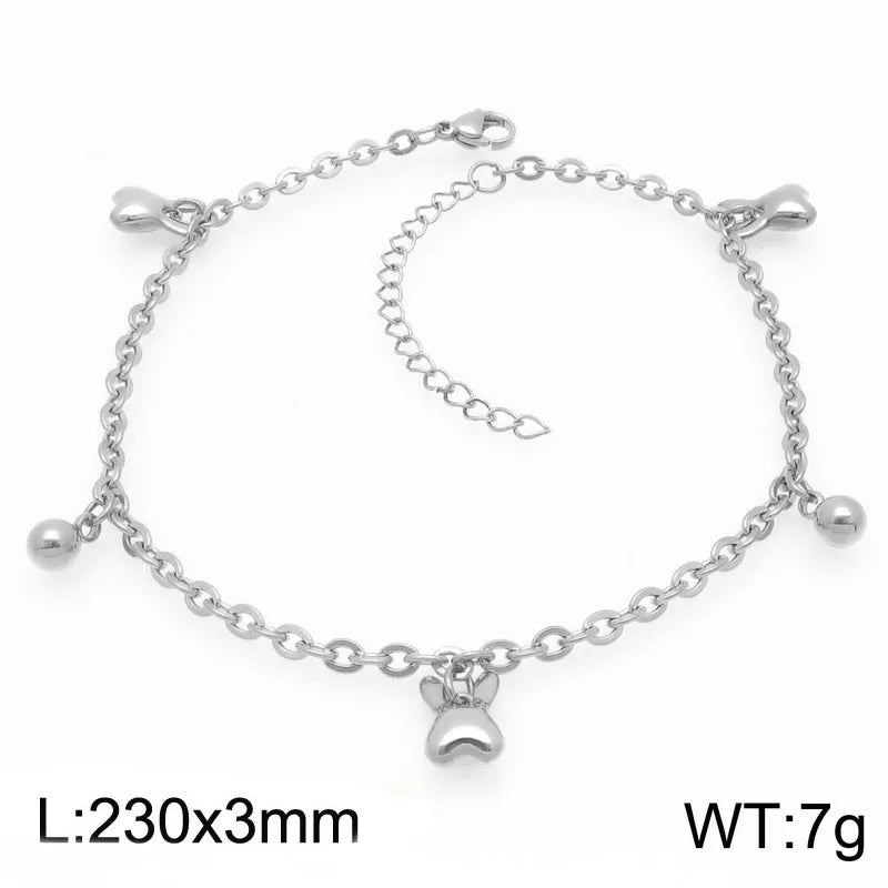 Wholesale Jewelry IG Style Vintage Style Star Moon Cherry 304 Stainless Steel 18K Gold Plated Anklet