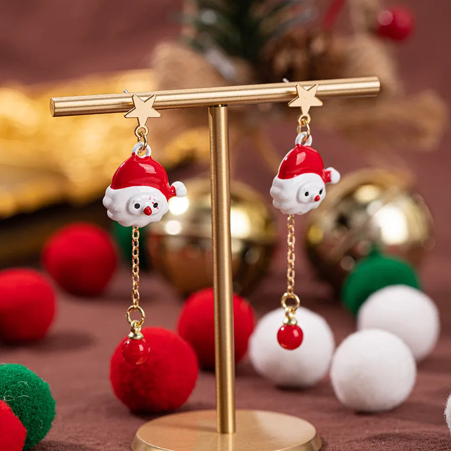 Christmas Theme Alloy Ear Cuff Drop Earrings New Products Small Pendant Diy Accessories Christmas Hat