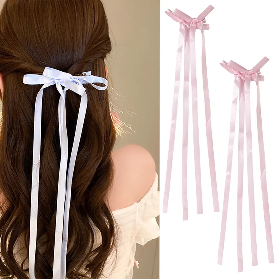 Women's Sweet Solid Color Bow Knot Cloth Handmade Hair Clip