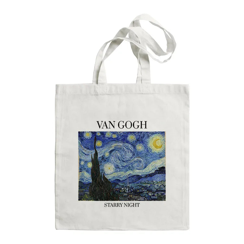 women's retro oil painting shopping bags