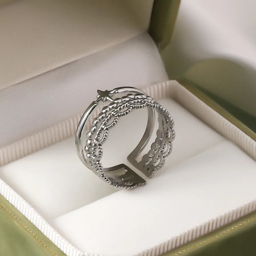 Wholesale Jewelry IG Style Elegant Retro Geometric Leaf Heart Shape 304 Stainless Steel Plating Open Rings