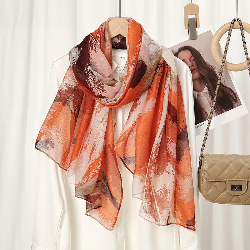 Women's Simple Style Color Block Voile Scarf