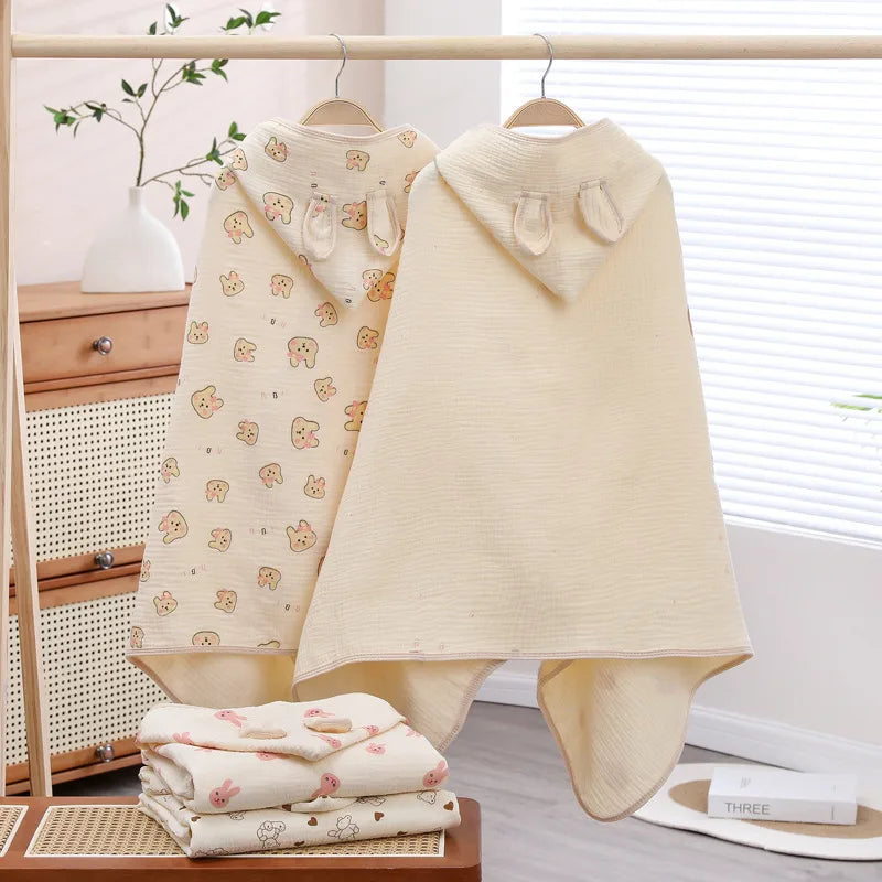Baby bath towel hooded cloak cotton gauze bath towel Children Baby bathrobe soft absorbent bath bag towel wholesale