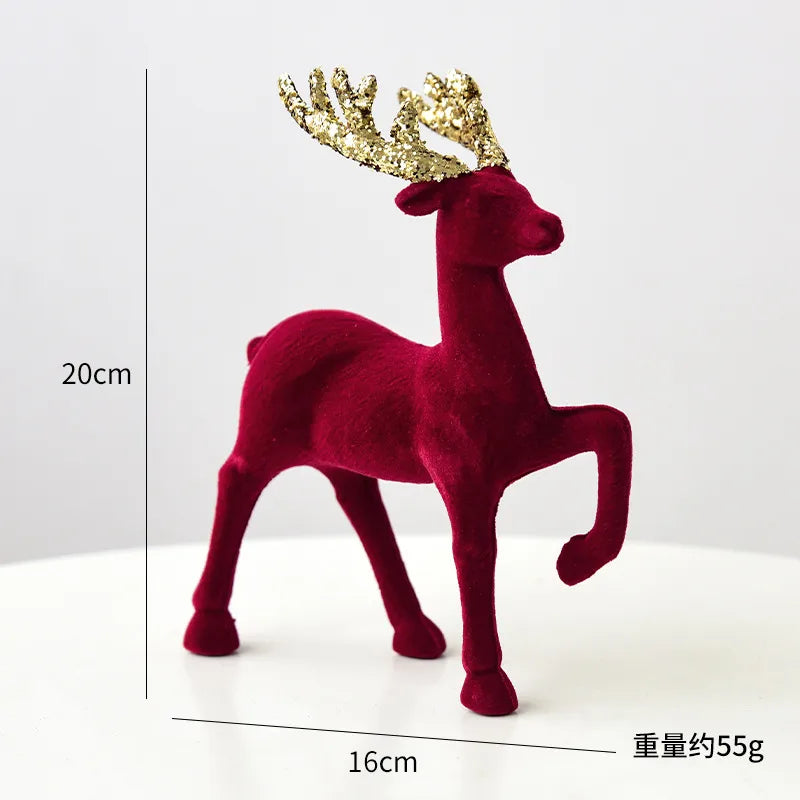 Nuchi Christmas Decorations Plush Deer Decoration Fairy Dust Wine Red Christmas Tree Ornaments American Style Festival Supplies
