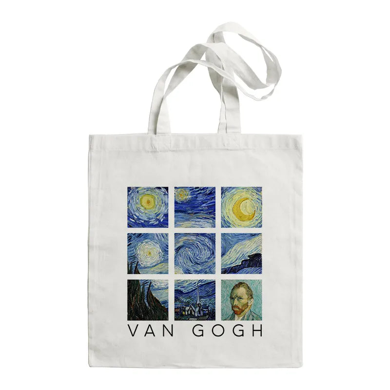 women's retro oil painting shopping bags