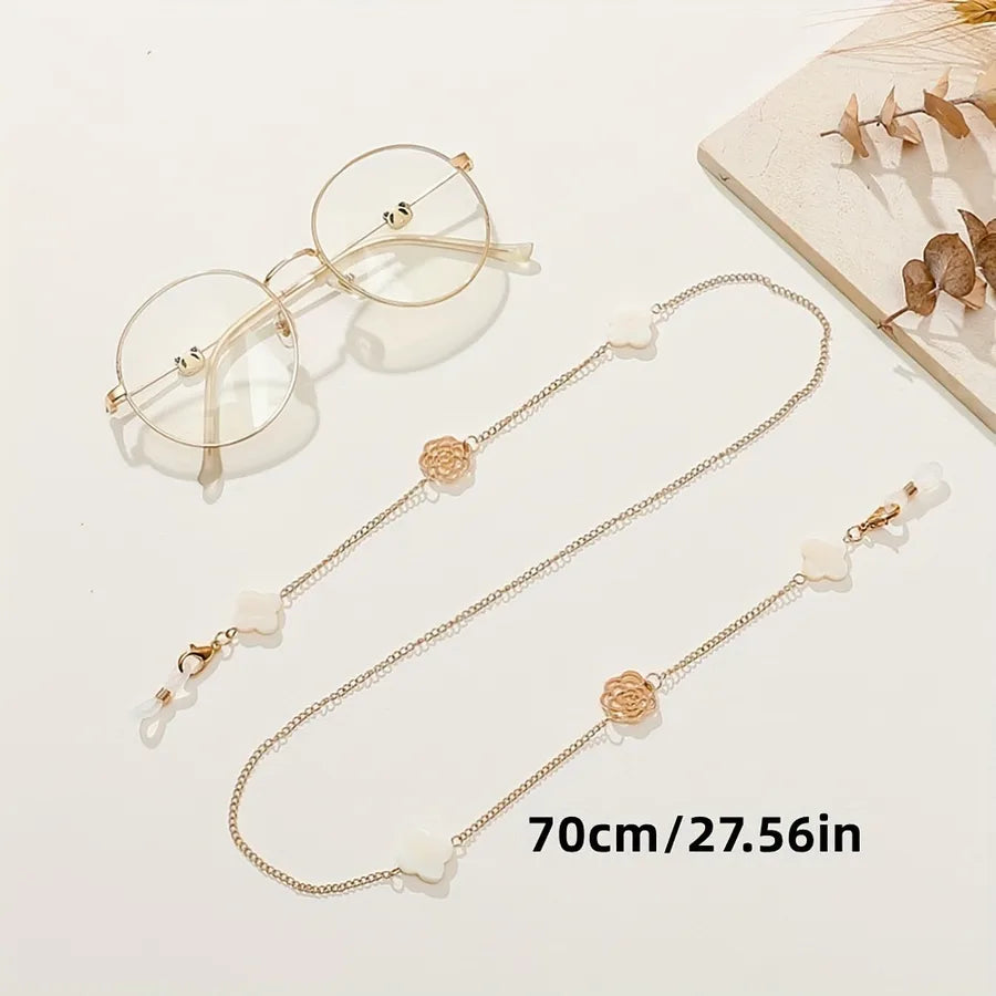 ins Crystal Shell Pearl Glasses Chain Fine Glasses Lanyard Chain Tassel Jewelry Necklace Anti-slip Chain