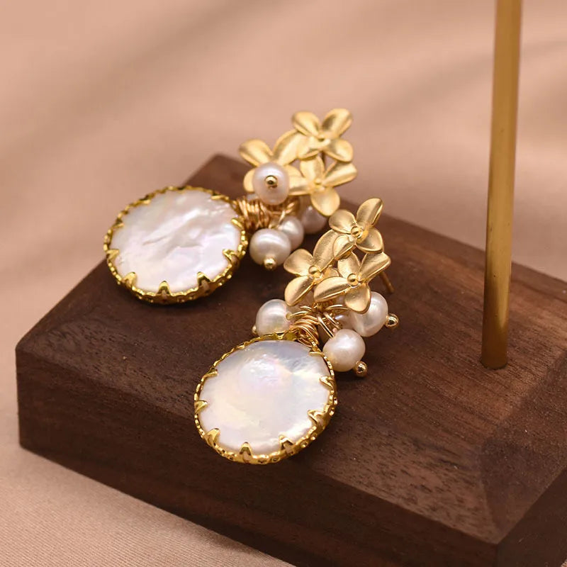 Live broadcast natural pearl earrings high-grade earrings s925 silver needle women's design natural freshwater real pearl