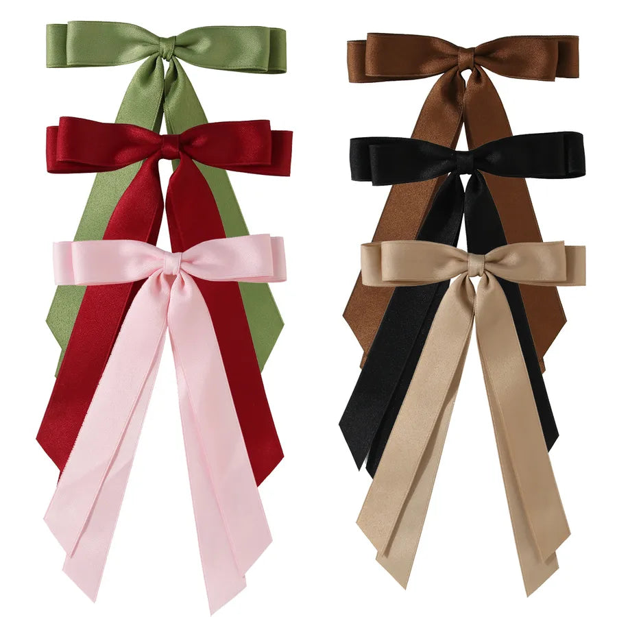 Women's Sweet Solid Color Bow Knot Cloth Handmade Hair Clip
