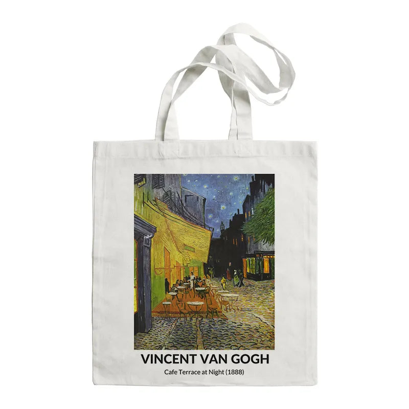 women's retro oil painting shopping bags