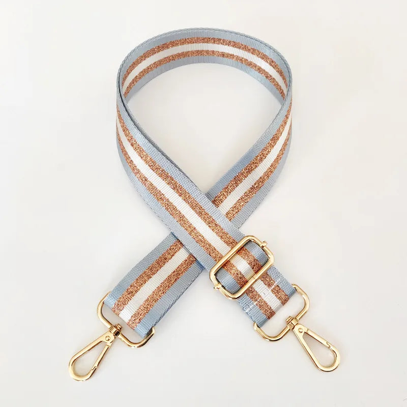 new colorful nylon wide shoulder strap bright gold thread purse accessories strap adjustable shoulder crossbody replacement long strap