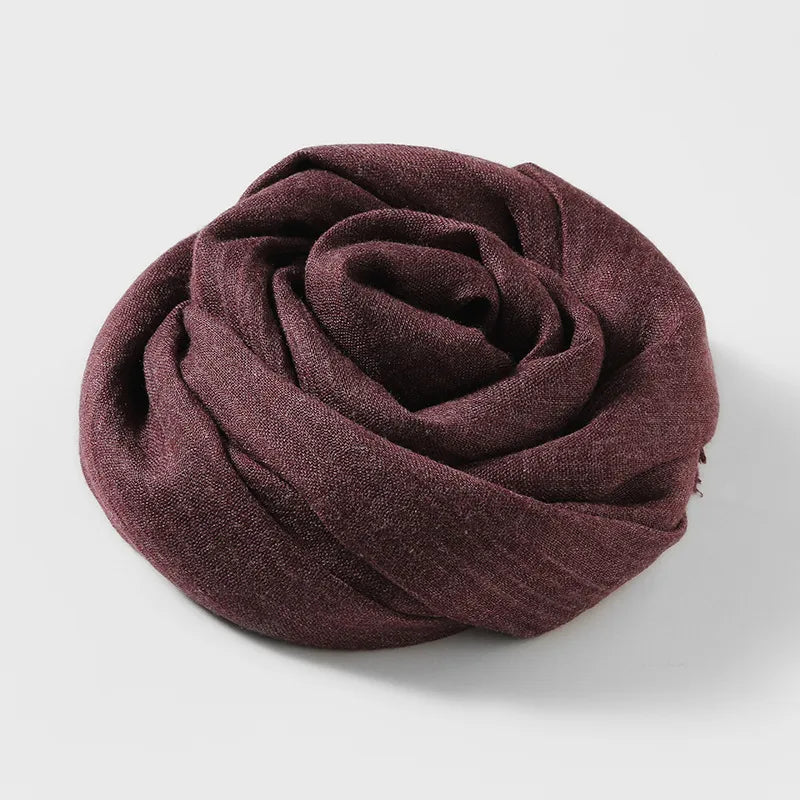 women's simple style solid color cotton and linen silk scarves