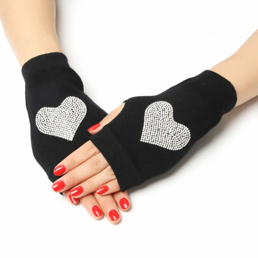 unisex retro bear owl flower knitted fabric gloves 1 pair