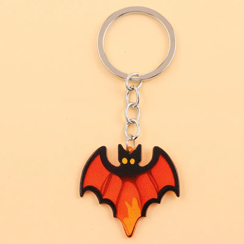 Cartoon Acrylic Keychain Color Block Spider Bat Design Cute Style Personality Hanging Ornament Accessories Halloween Series