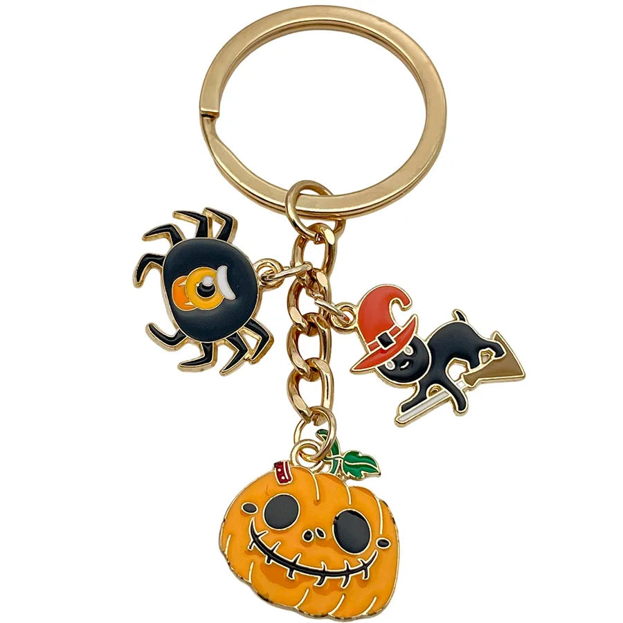 Halloween Ghost Cartoon Couple Car Keychain Pendant Ring Creative Personalized Alloy Bag Decorations Small Hanging Ornaments