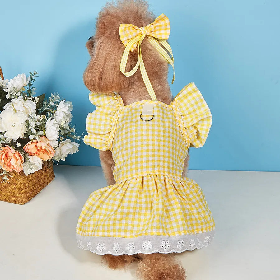 cute cotton flower bow knot pet clothing