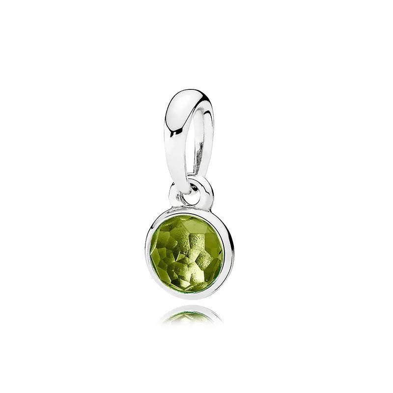 New Hot-Selling Monthly Pendant Water Drop 925 Silver Pendant April Birthstone Garnet Rose Quartz Necklace Women's Jewelry