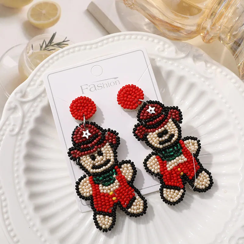Handmade Christmas Tree Pumpkin Snowflake Earrings Women's Festive Atmosphere Sensation Ear Jewelry Holiday Flower Design