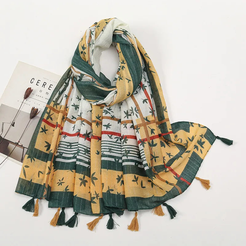 Women's Sweet Color Block Polyester Printing Scarf