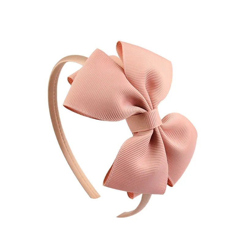 Popular Kidsren's Pure Color Ribbed Rainbow Bow Head Buckle Small Fresh Versatile Girl Headband Hot Sale