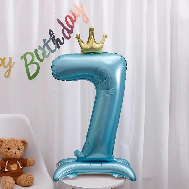 42-Inch Stand-Up Large Pink Base Number Balloons Birthday Decoration Scene Arrangement One-Year-Old Photo Props Balloons