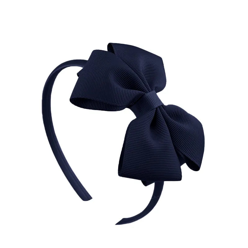 Popular Kidsren's Pure Color Ribbed Rainbow Bow Head Buckle Small Fresh Versatile Girl Headband Hot Sale