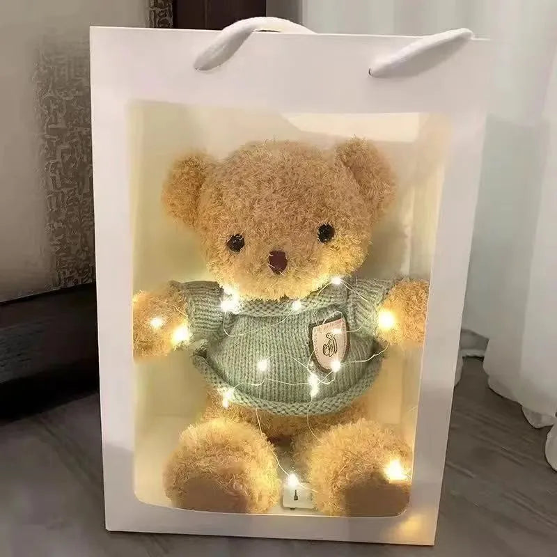 Wholesale sweater bear doll large pillow cute dressing teddy bear doll birthday gift girl plush toy