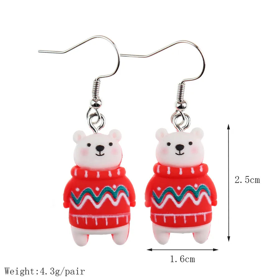 Christmas Themed Hoop Earrings Santa Claus Reindeer Christmas Tree New Arrival Cartoon Design Christmas Series Jewelry