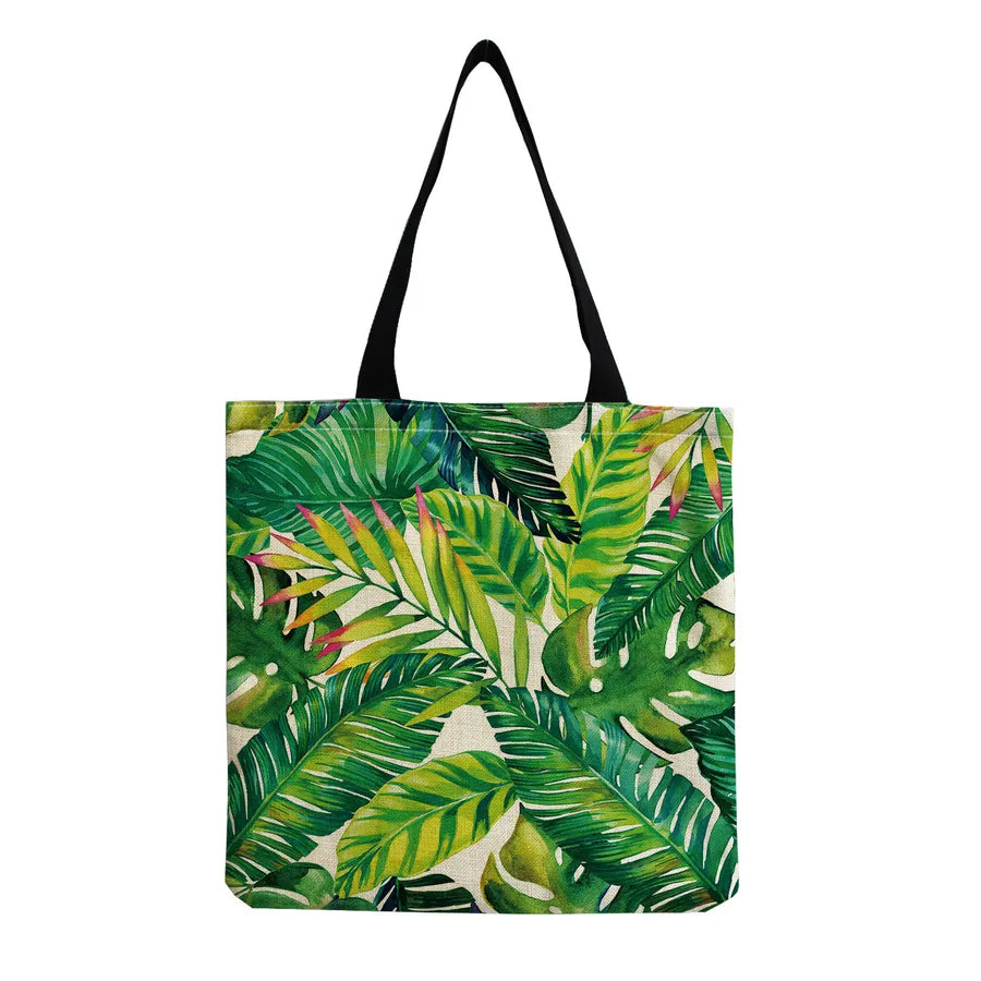 women's tropical leaf shopping bags