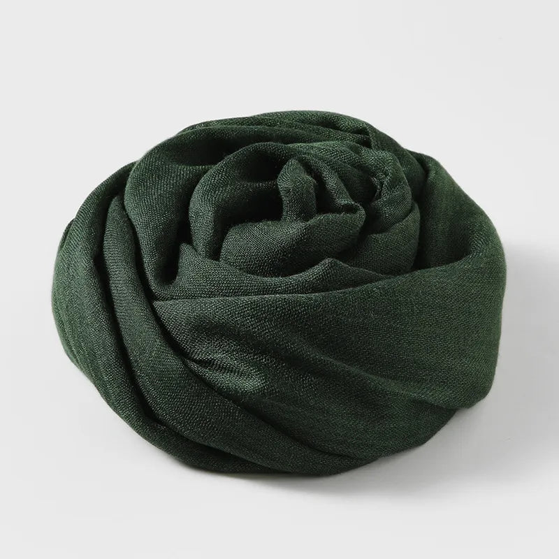 women's simple style solid color cotton and linen silk scarves