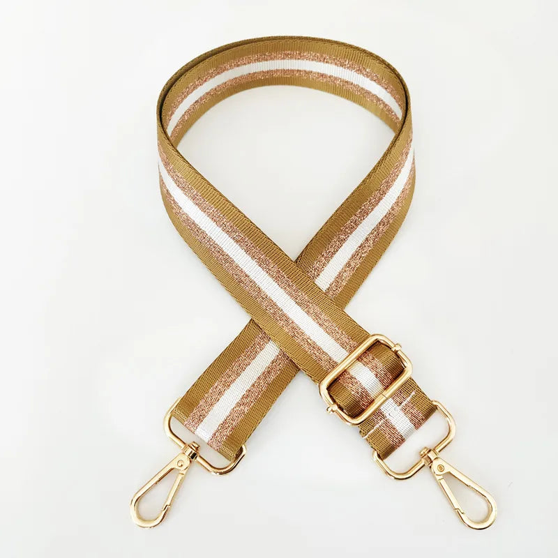 new colorful nylon wide shoulder strap bright gold thread purse accessories strap adjustable shoulder crossbody replacement long strap