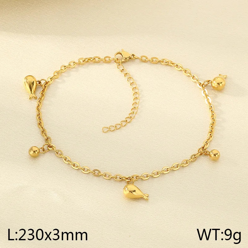 Wholesale Jewelry IG Style Vintage Style Star Moon Cherry 304 Stainless Steel 18K Gold Plated Anklet