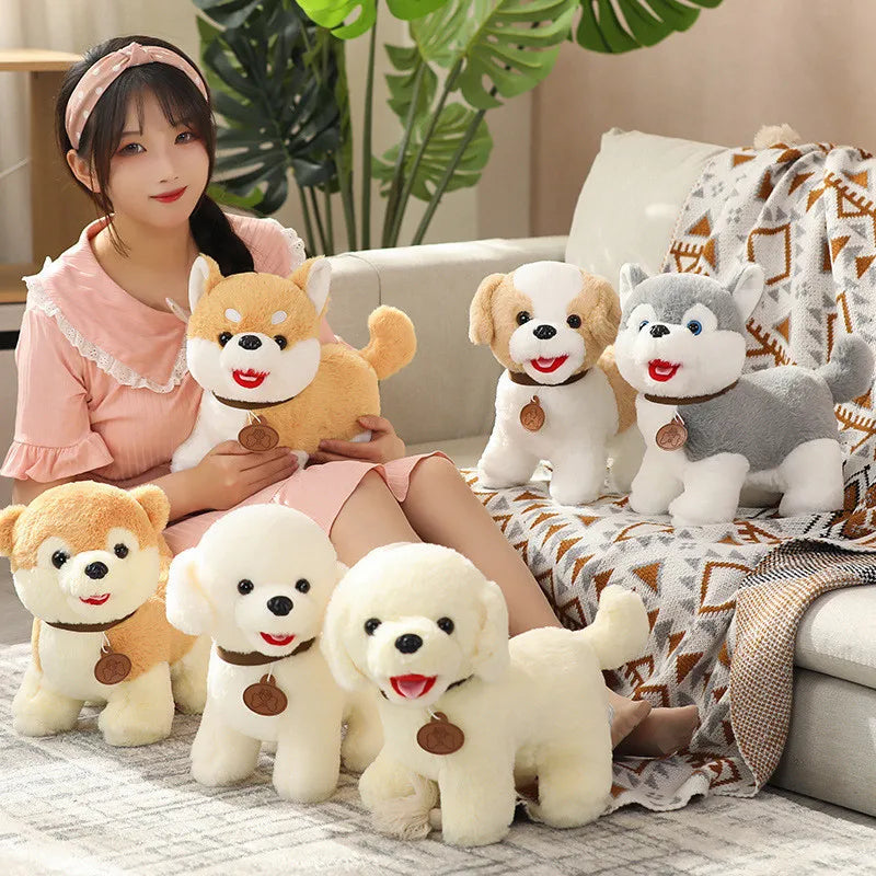 Small Size Teddy Shiba Inu Pomeranian Plush Dolls Realistic Dog Toy Soft PP Cotton Sleeping Companion Dolls For Children