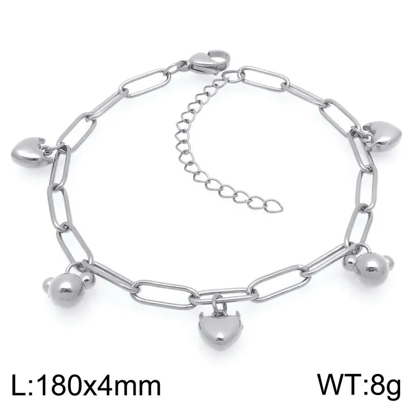 IG Style Vintage Style Cherry Ocean Butterfly 304 Stainless Steel 18K Gold Plated Paperclip Chain Bracelets In Bulk