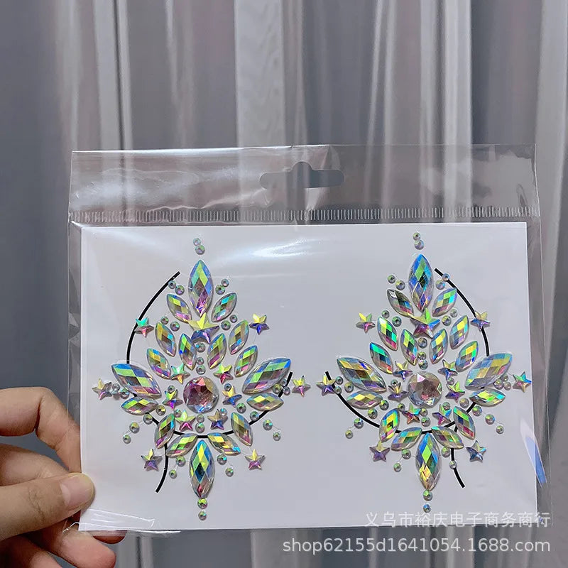 Halloween face stickers chest stickers body tattoo stickers resin acrylic Diamond stickers tattoo stickers wholesale