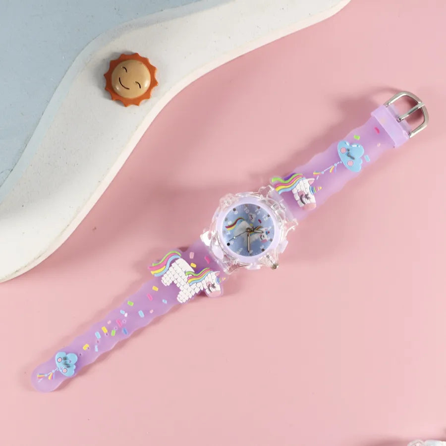 Children's Watch Creative Cartoon Quartz Color Shell Luminous Series Watch Primary School Boys and Girls 3D Viscose Watch