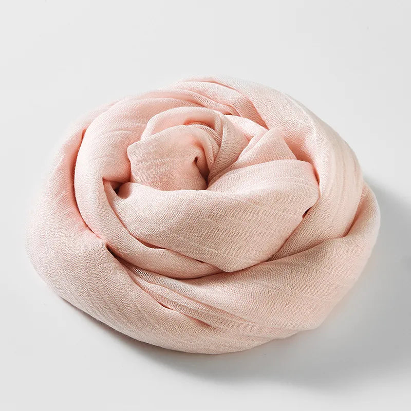 women's simple style solid color cotton and linen silk scarves
