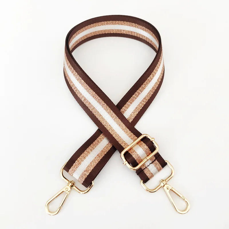 new colorful nylon wide shoulder strap bright gold thread purse accessories strap adjustable shoulder crossbody replacement long strap