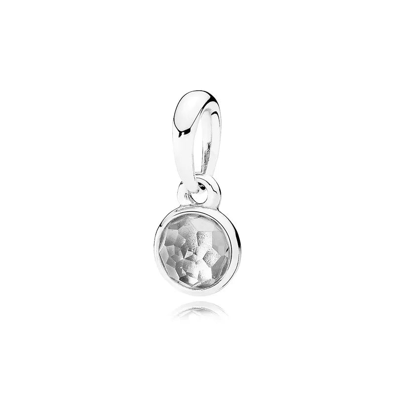New Hot-Selling Monthly Pendant Water Drop 925 Silver Pendant April Birthstone Garnet Rose Quartz Necklace Women's Jewelry