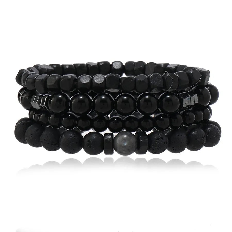 Retro Round Wood Beaded Men's Bracelets