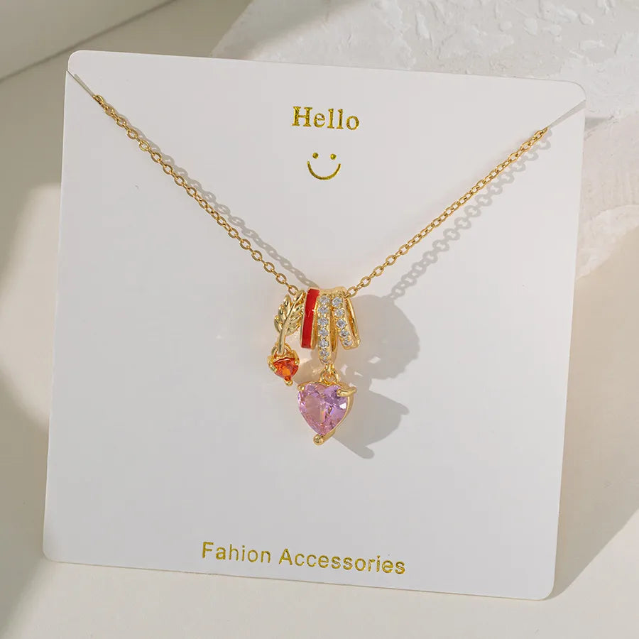 Wholesale Jewelry Elegant Glam Geometric Flower Butterfly 304 Stainless Steel Copper Plating cable chain Pendant Necklace