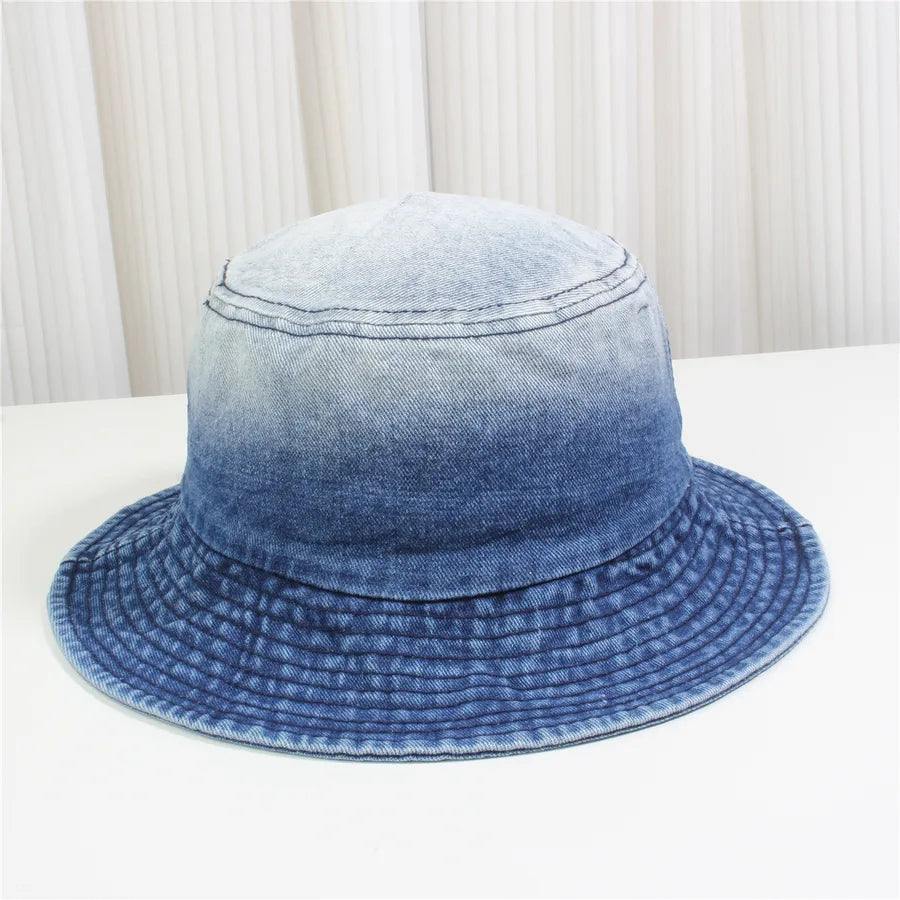 Retro New Style Denim Fishing Cap Women's Harajuku Sun Protection Bucket Hat Cuffed Tear Design Casual Versatile Streetwear