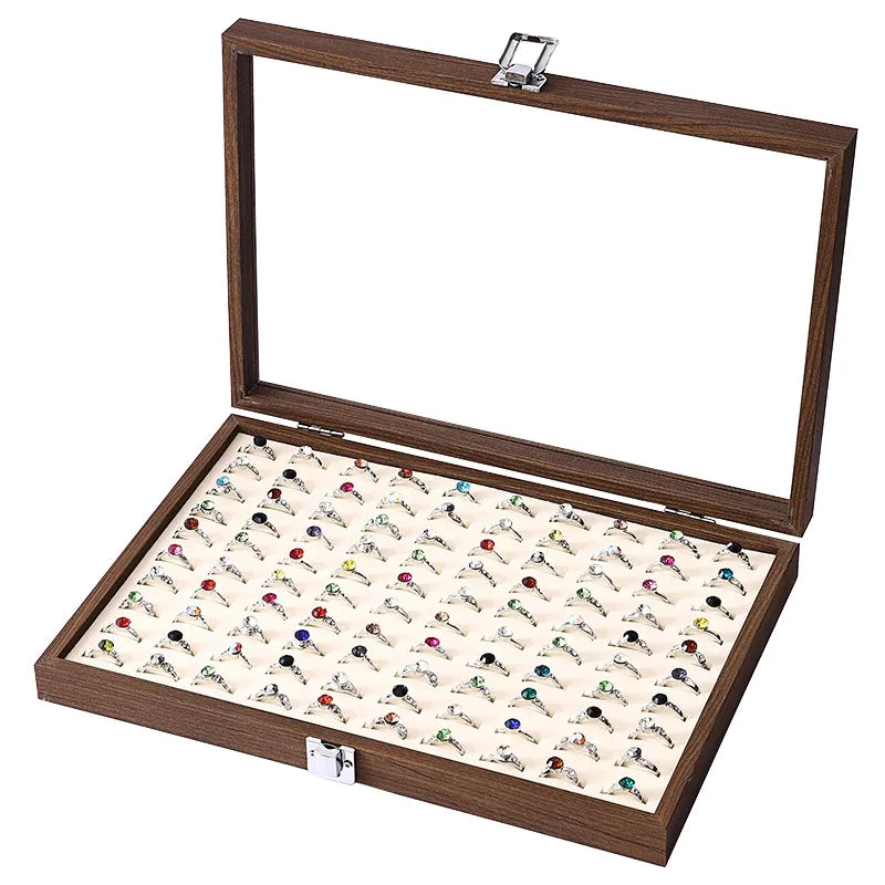 Walnut Color Luxury Covered Jewelry Box Ring Bracelet Earring Necklace Storage Box Dustproof Moistureproof Special Purpose