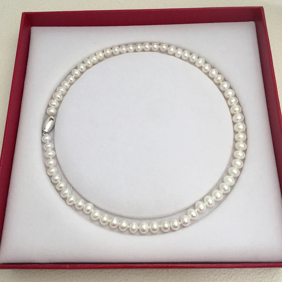 Mother's Day activities special mother chain natural freshwater pearl necklace steamed bread round suit gift box gift wholesale