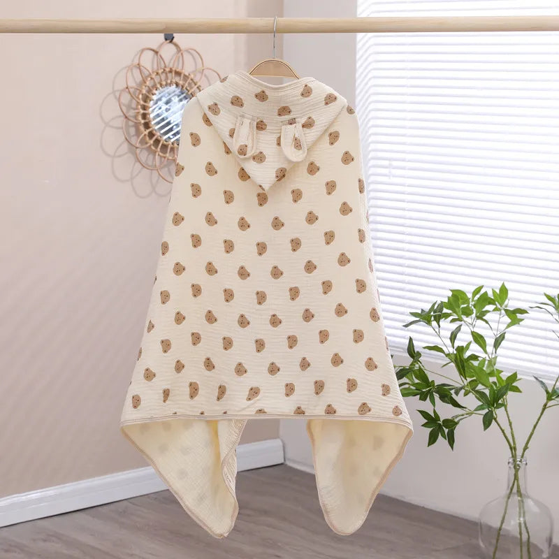 Baby bath towel hooded cloak cotton gauze bath towel Children Baby bathrobe soft absorbent bath bag towel wholesale