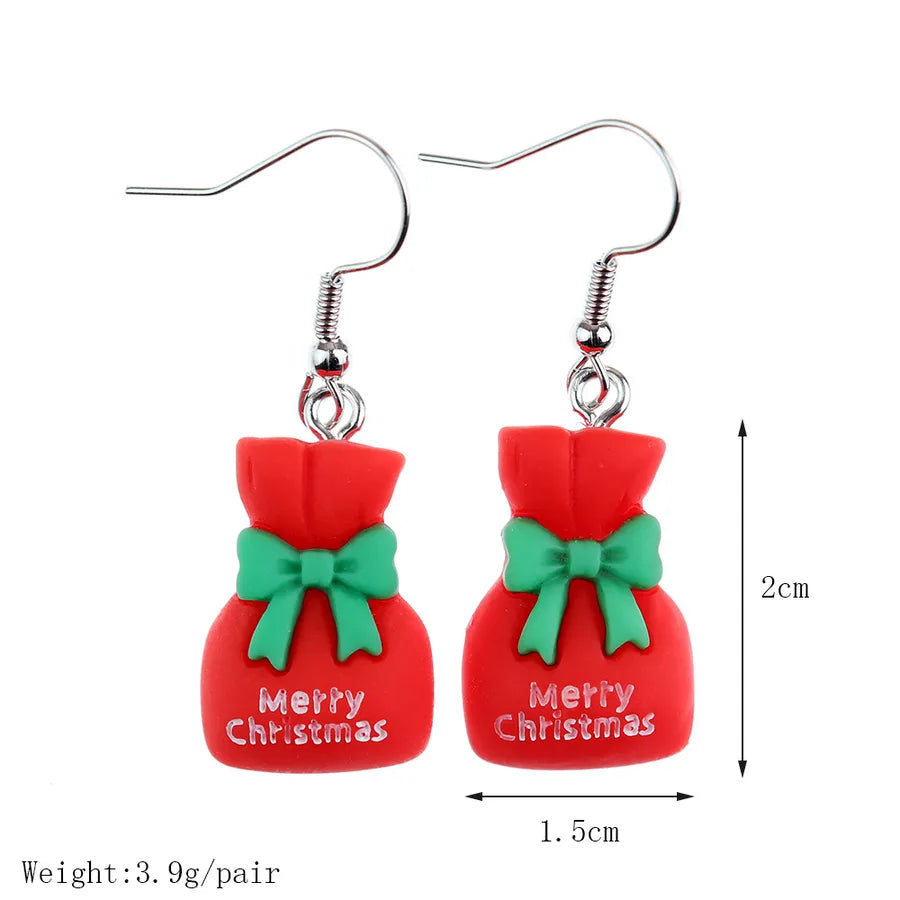 Christmas Themed Hoop Earrings Santa Claus Reindeer Christmas Tree New Arrival Cartoon Design Christmas Series Jewelry