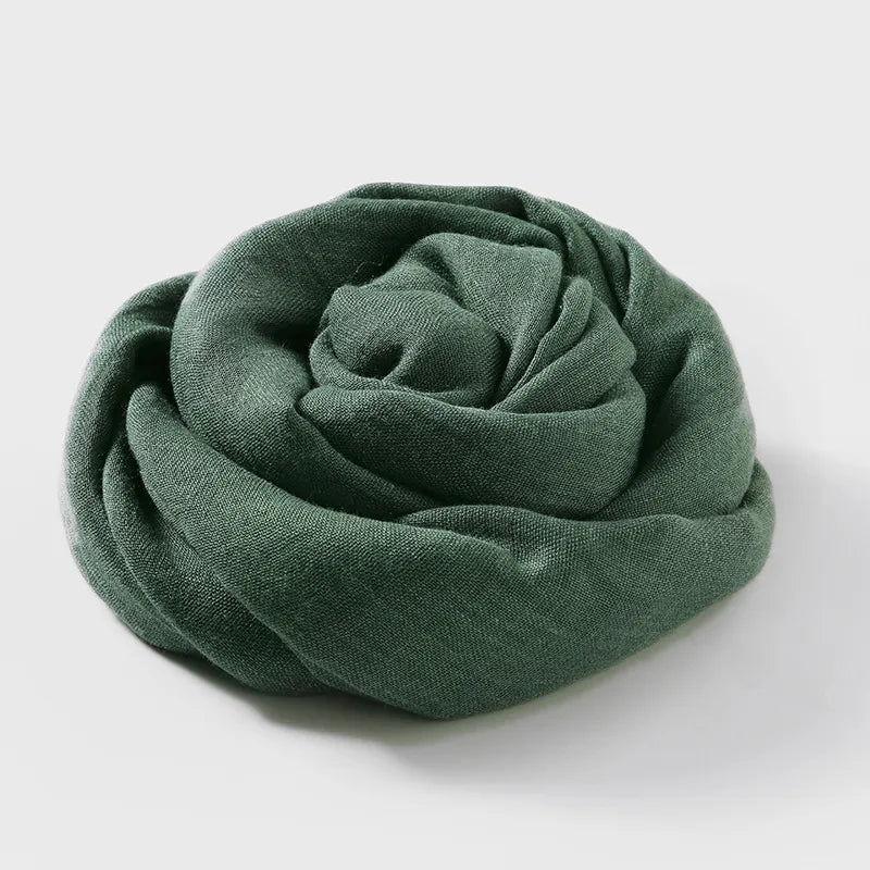 women's simple style solid color cotton and linen silk scarves