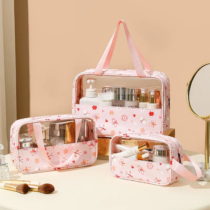 cute pastoral solid color pu leather makeup bags