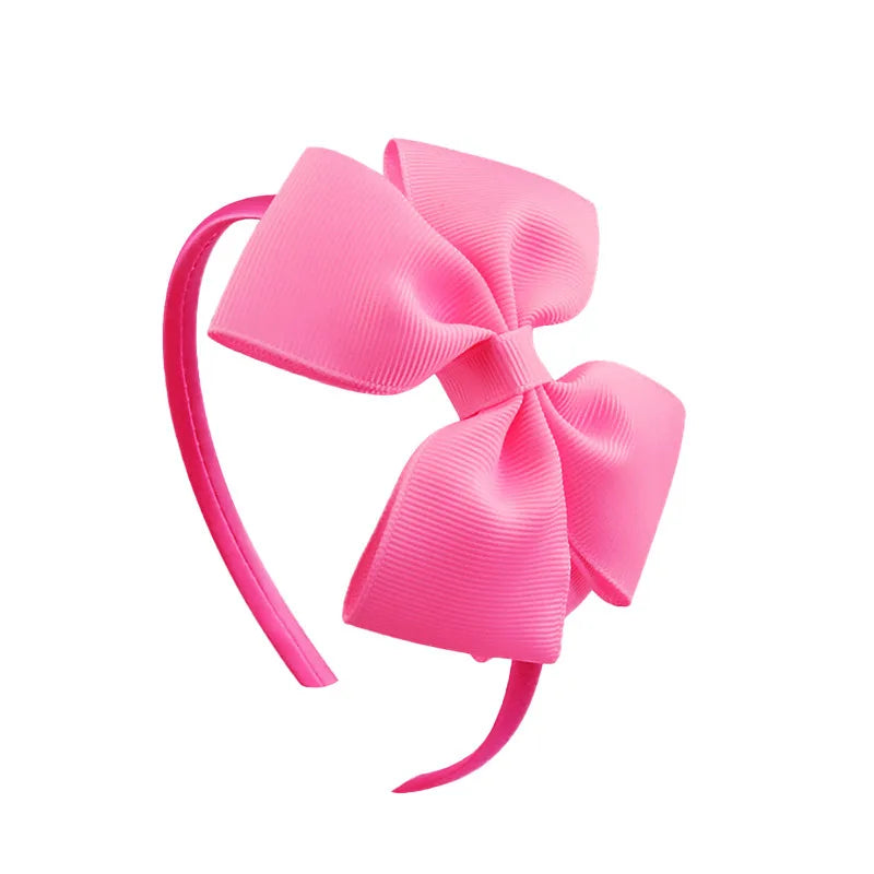 Popular Kidsren's Pure Color Ribbed Rainbow Bow Head Buckle Small Fresh Versatile Girl Headband Hot Sale
