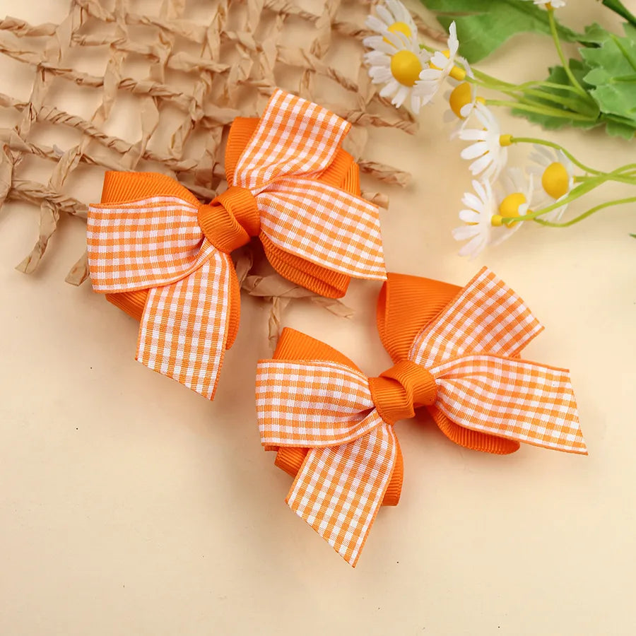 New British Academy Style Ins Pair of Fresh Plaid Bow Hairpin Handmade Hair for Girls