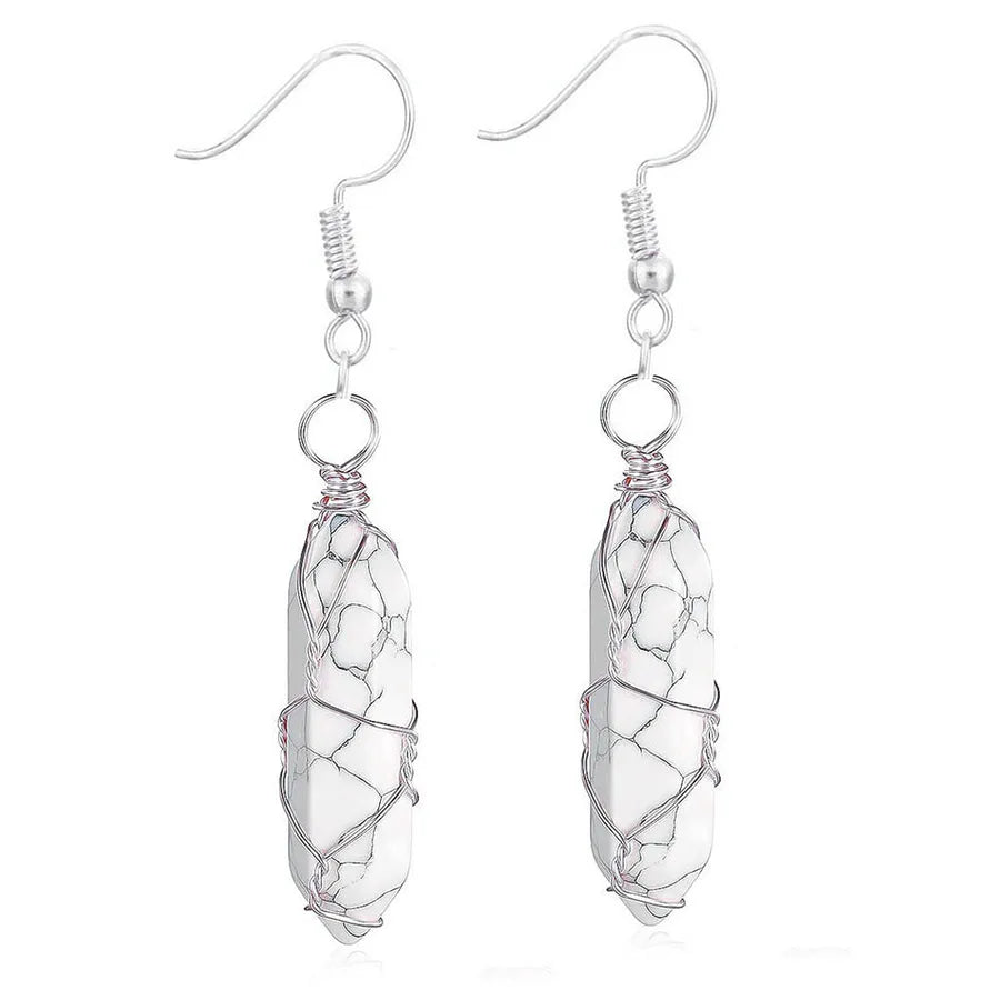 1 Pair Casual Simple Style Geometric natural stone Crystal Iron Drop Earrings